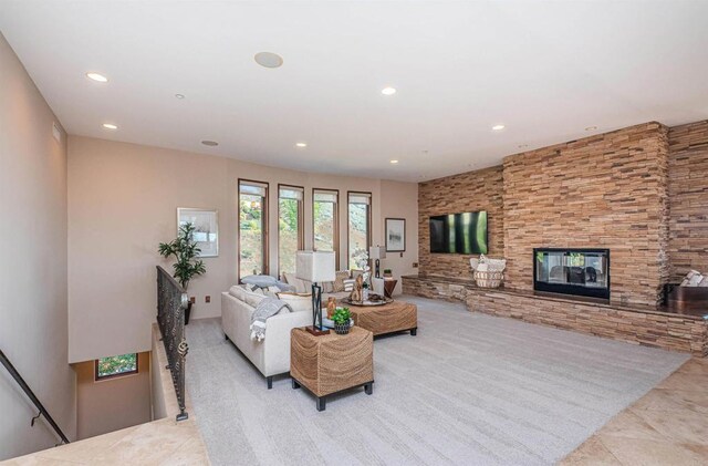 2362 Edgehill Rd, Vista, CA 92084 - living room with a glass covered fireplace and recessed lighting