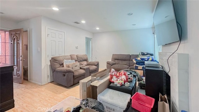 living room featuring light hardwood / wood-style flooring