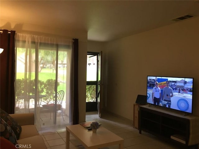 view of tiled living room