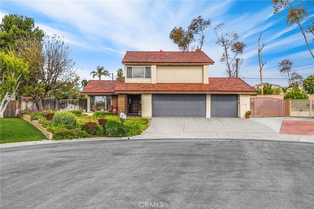 view of front of property with a garage