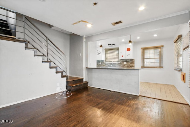 interior space featuring dark hardwood / wood-style floors and sink