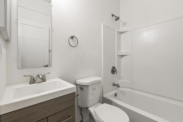 full bathroom with vanity, toilet, and bathing tub / shower combination
