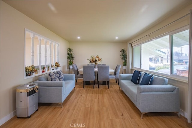 living room featuring light wood-type flooring