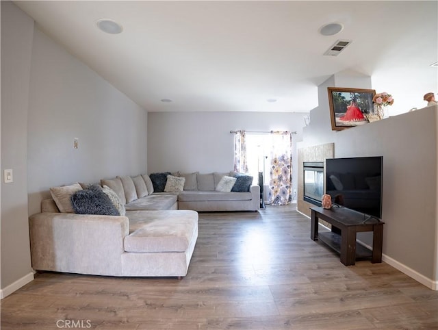 living room featuring hardwood / wood-style flooring