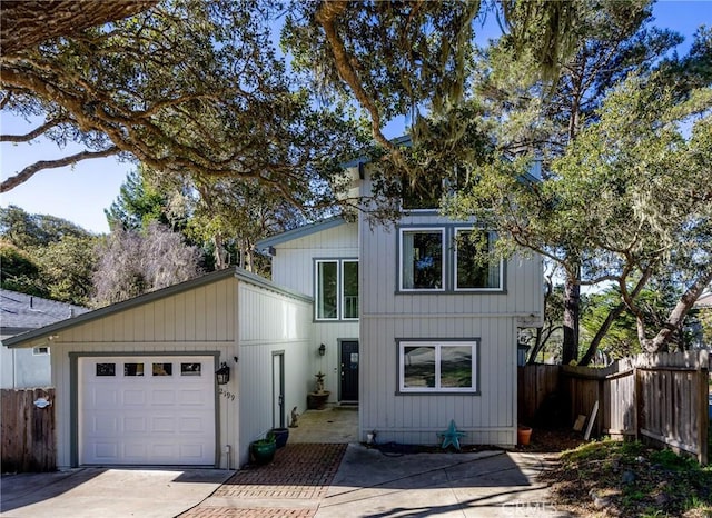 view of front of property with a garage