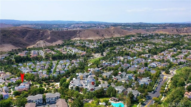 drone / aerial view with a mountain view