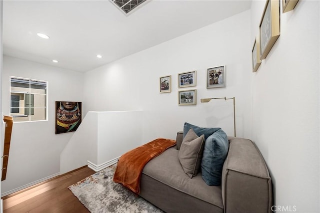 living room with hardwood / wood-style flooring