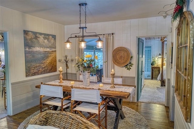 dining room with dark wood-type flooring