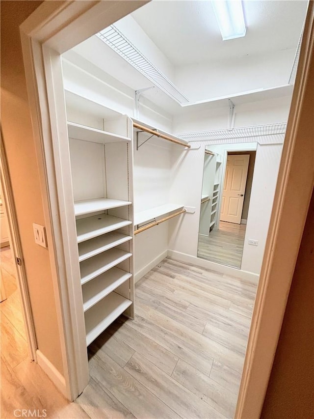 spacious closet with light hardwood / wood-style floors