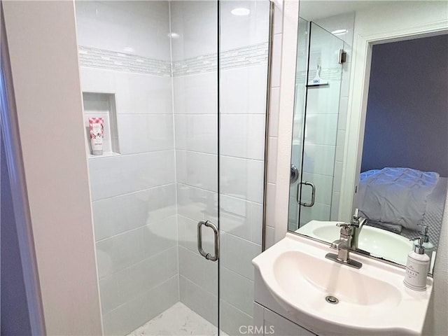 bathroom featuring sink and walk in shower