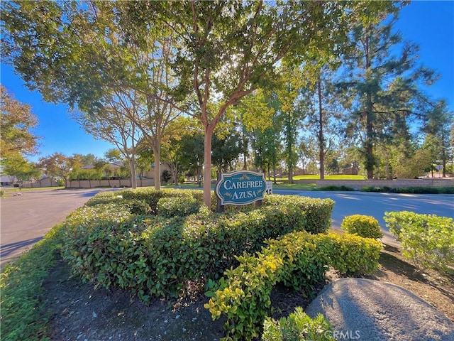 view of community sign