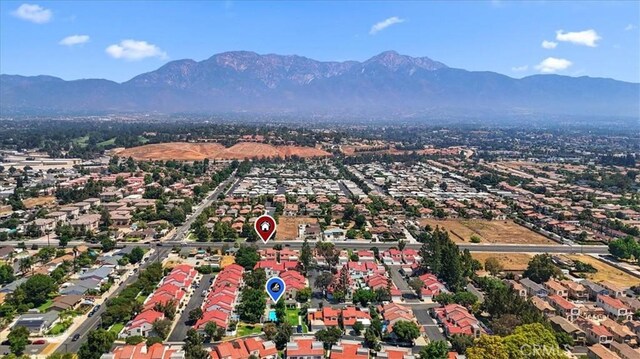 8556 Baldy Vista Dr, Rancho Cucamonga, CA 91730 - drone / aerial view featuring a mountain view and a residential view