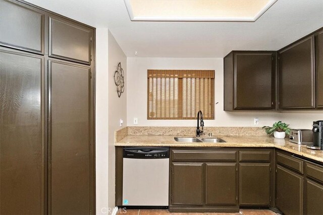 8556 Baldy Vista Dr, Rancho Cucamonga, CA 91730 - kitchen with a sink, dark brown cabinets, and dishwasher
