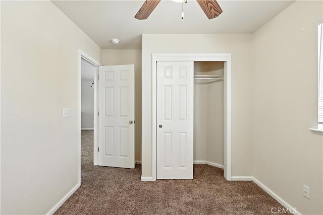 713 Vista Del Rey Dr, Atwater, CA 95301 - unfurnished bedroom with carpet, a closet, and ceiling fan
