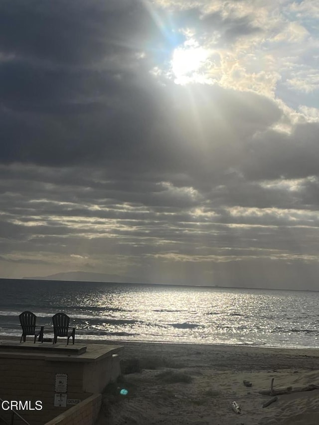 view of water feature with a view of the beach