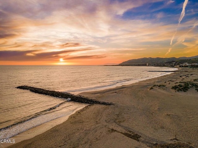 property view of water featuring a view of the beach