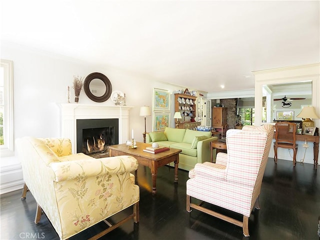 17 Barkentine Rd, Rancho Palos Verdes, CA 90275 - living room with ornamental molding, plenty of natural light, and dark hardwood / wood-style floors