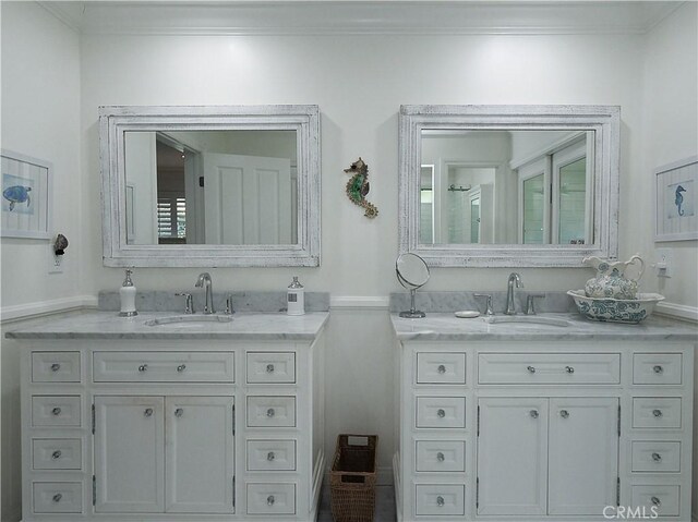 17 Barkentine Rd, Rancho Palos Verdes, CA 90275 - bathroom featuring ornamental molding and vanity