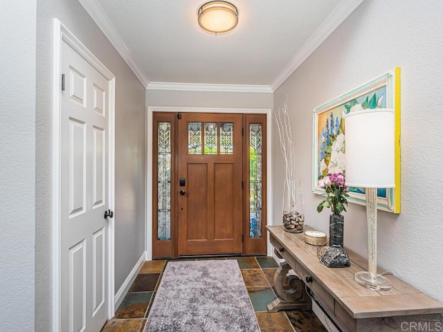 foyer with ornamental molding