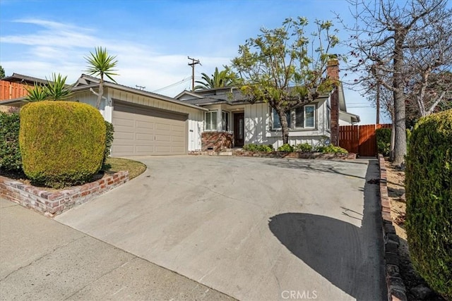 single story home with a garage