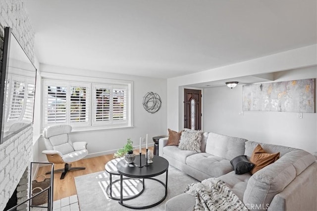 living room with light wood-type flooring