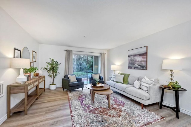 living room with light wood-type flooring