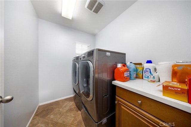 laundry room with cabinets and separate washer and dryer