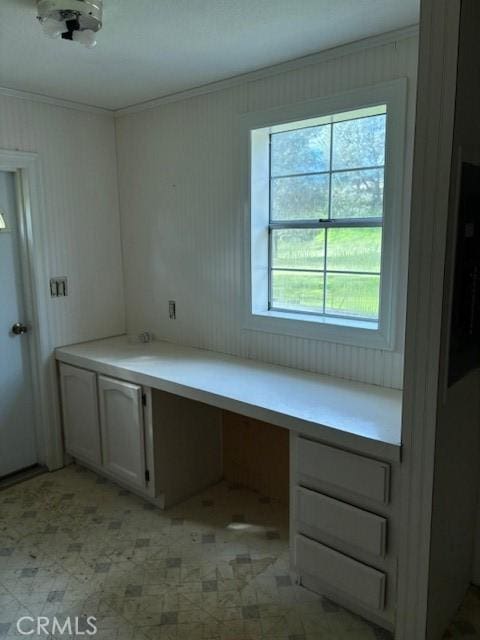 1845 Spring Valley Rd, Clearlake Oaks, CA 95423 - unfurnished office with built in study area, crown molding, and light flooring