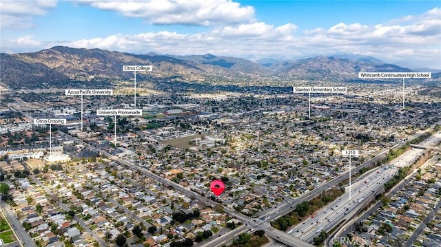 drone / aerial view with a mountain view