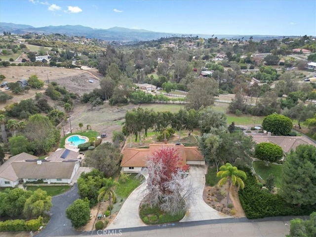 aerial view with a residential view and a mountain view