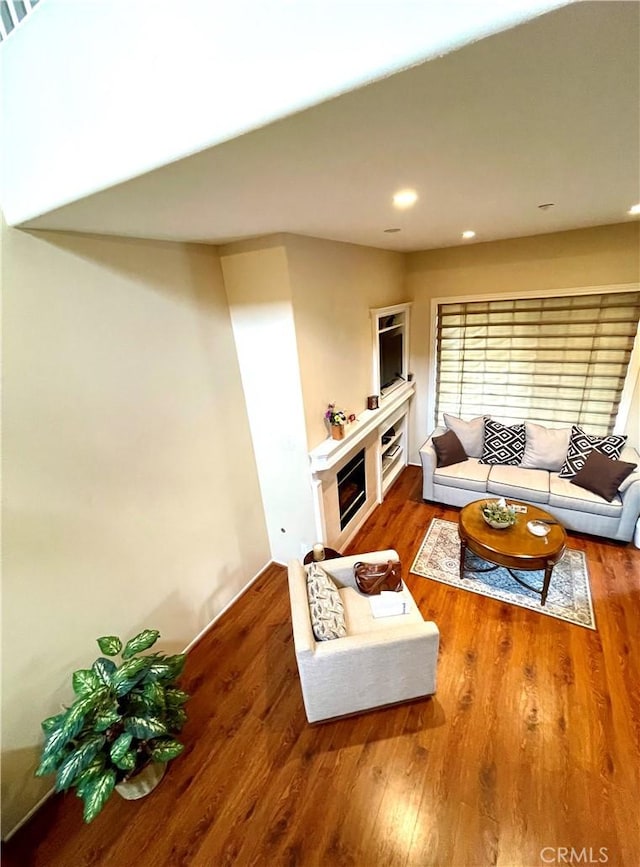 living room with hardwood / wood-style flooring