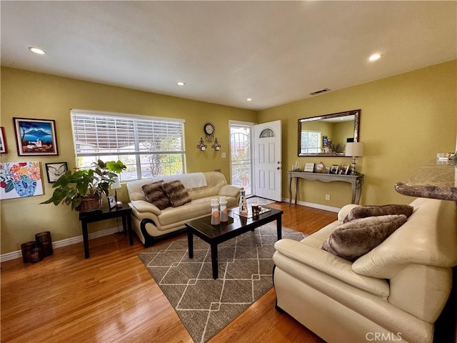 living room featuring hardwood / wood-style flooring