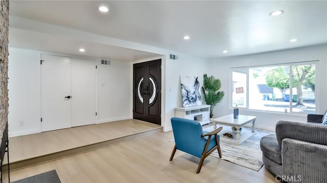 living room with light wood-type flooring