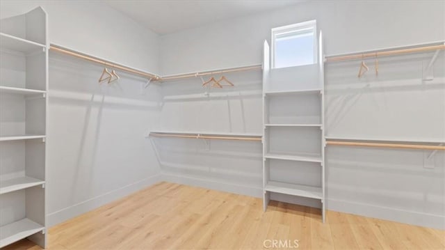 walk in closet with hardwood / wood-style floors