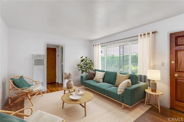 living room with wood finished floors