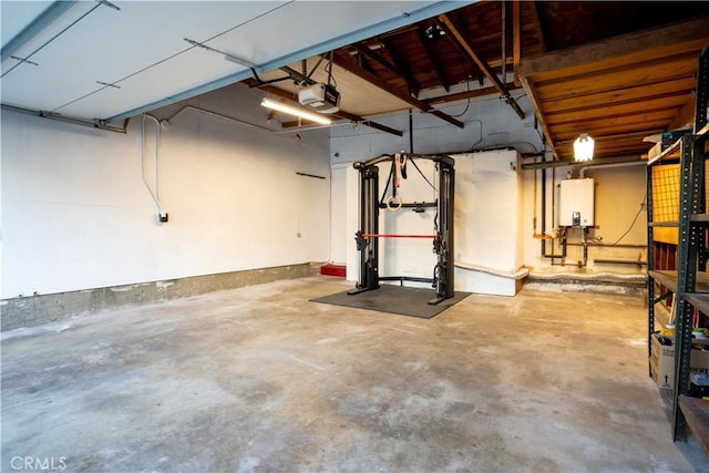 basement with water heater