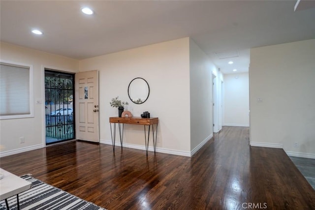 entrance foyer with dark hardwood / wood-style flooring