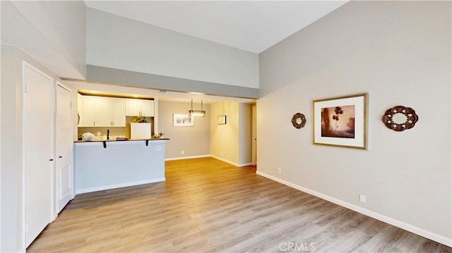 unfurnished living room with light wood-type flooring