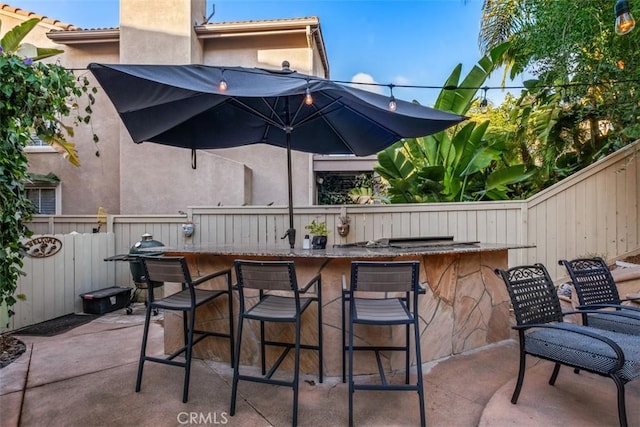 view of patio / terrace with exterior bar