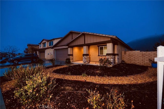 view of front of house with a garage