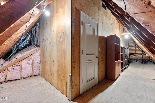 view of unfinished attic