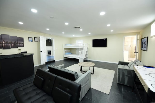 9452 Larrabee Ave, San Diego, CA 92123 - living area featuring baseboards, visible vents, and recessed lighting