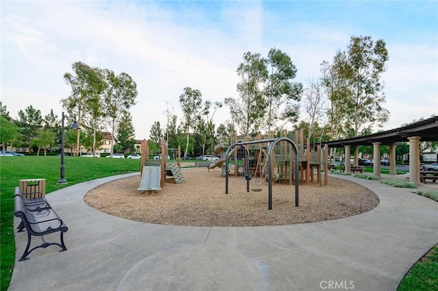 view of play area with a lawn