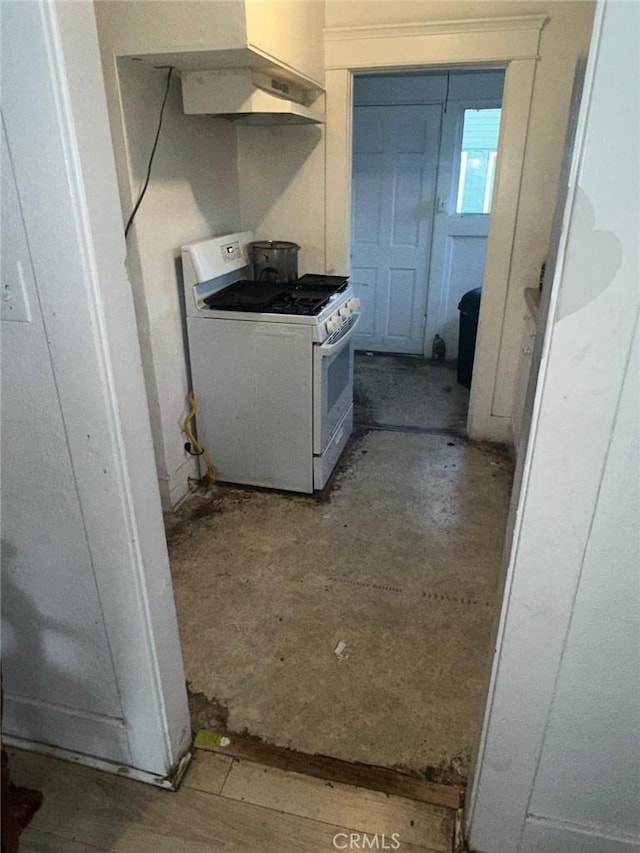 kitchen featuring white gas range