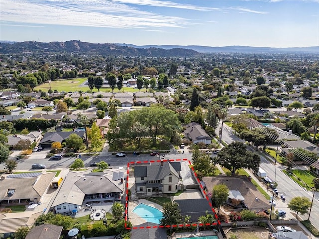 drone / aerial view with a mountain view