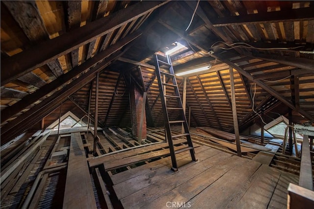 view of unfinished attic