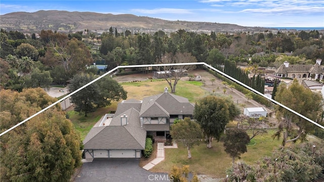 aerial view featuring a mountain view