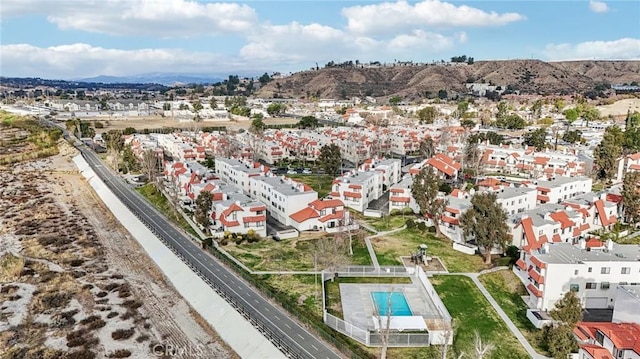 drone / aerial view with a mountain view