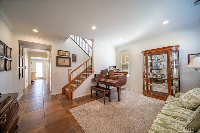 interior space featuring crown molding