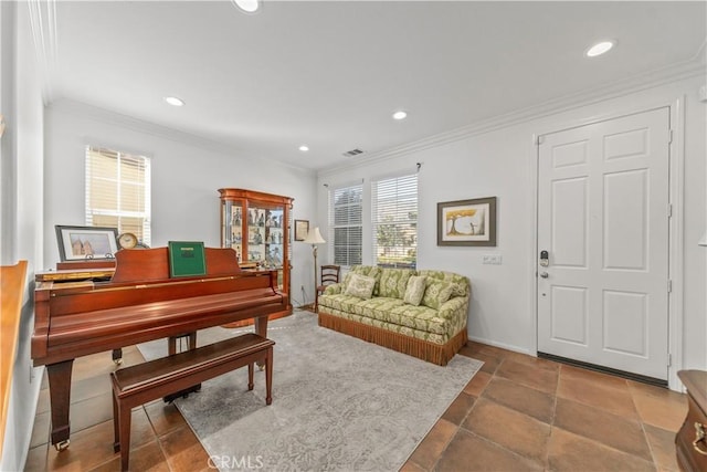 interior space featuring ornamental molding